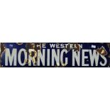 Vitreous Enamel advertising sign - 'THE WESTERN MORNING NEWS', white lettering on a navy blue