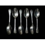 A set of six silver 'Double Thread' pattern serving spoons, London 1860, and maker's mark for H J