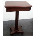 An early Victorian pedestal side table - With single frieze drawer on tapering octagonal pedestal