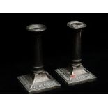 A pair of silver canon barrel candlesticks, Sheffield 1916, maker's mark for Thomas Bradbury &