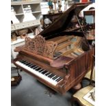 Piano - Collard & Collard a rosewood baby boudoir piano with overstrung gilt painted movement and