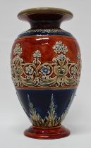 Doulton Lambeth England - A baluster vase, No.9468, maker's mark PB to base, height 23cm, diameter