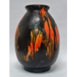 West German vase - A tall vase with drip glaze decoration, impressed to base, height 26.5cm,