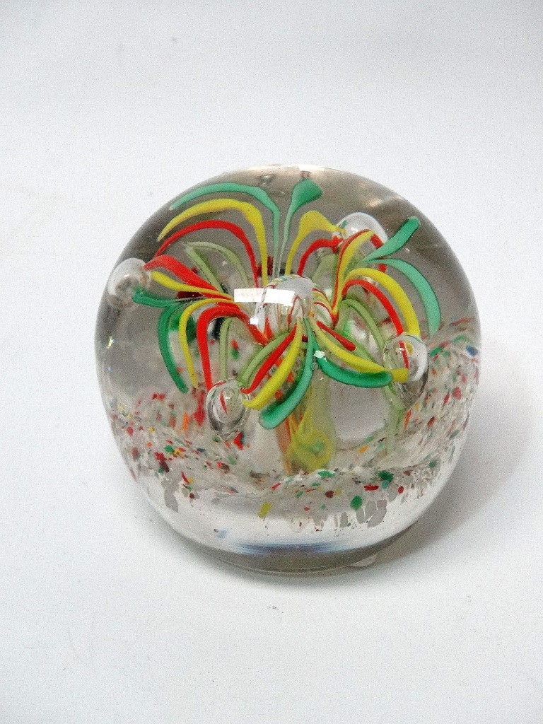 Glass paperweights - Three paperweights, two marked C11G, largest height 8cm. - Image 4 of 5