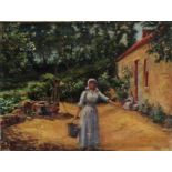Monogrammed MH and dated 1902 - Italian School Fetching Water From The Well Oil on canvas Picture
