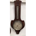 Art Nouveau inlaid barometer - An Edwardian inlaid mahogany two glass barometer Rawling, Croydon,