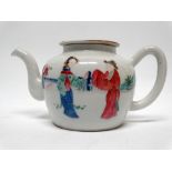 Chinese Cantonese 19th century teapot - Decorated with dignitaries and attendants in a garden
