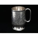 A silver pedestal christening tankard, engraved with a monogram and 1919, Sheffield 1904, maker's