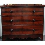 19th century bow front chest - An early Victorian mahogany chest of three graduated long drawers
