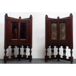 Pair of late Victorian corner cabinets - A pair of mahogany double bevel glass fronted corner