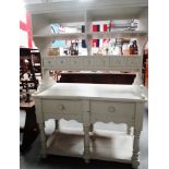 An off white painted pine kitchen island dresser - A pine kitchen island dresser with shelves,