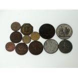 COINS - A quantity of tokens to include a Cornwall 1d and a Lundy 1/2d.