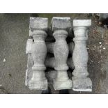 Balustrade - Reconstituted stone, fifteen pieces, each piece height 48, width 13cm.