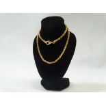 An 18ct gold necklace with square chain link, length 46.5cm, weight 30.6g.