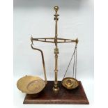 19th century brass shop scales - A W & T Avery Patent Agate Balance tall set of scales, with