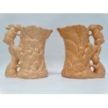 Sylvac - A pair of buff glazed brown rabbit and fern jugs, No.1978, height 20cm.