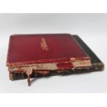 Late Victorian albums - Two leather bound books, one in red Moroccan leather, the other gold