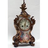 French shaped ormolu mounted mantle clock - A cylinder movement striking on a coiled gong, the lapis