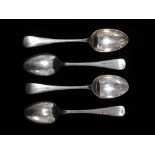 Four silver dessert spoons, Birmingham 1905, maker's mark for John Yates & Son, weight 184g.