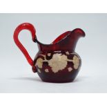 William IV gilt highlighted ruby glass jug - A gilt highlighted grapevine enamel decorated loop