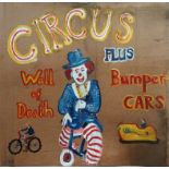 SIMEON STAFFORD (B.1956) Circus Clown Oil on board Signed 123 x 123cm