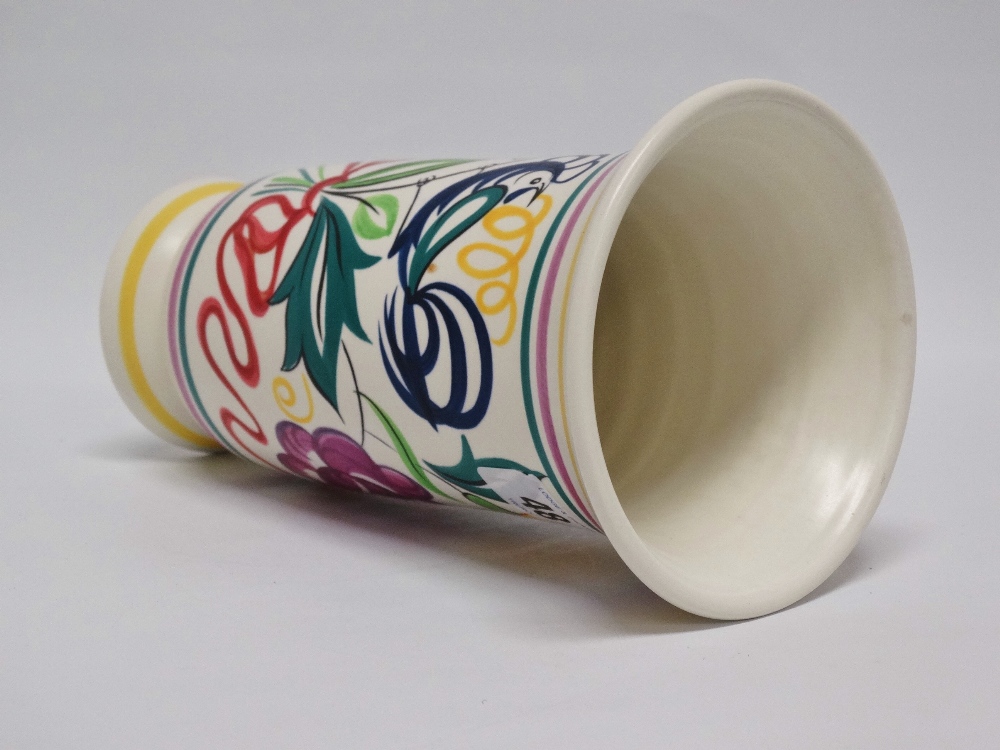 Poole England - A cylindrical trumpet ended vase with hand painted decoration including birds, bears - Image 3 of 4