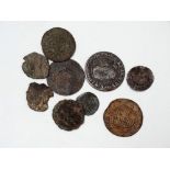 COINS - A small quantity of Roman coins, a hammered coin and some French jetons.