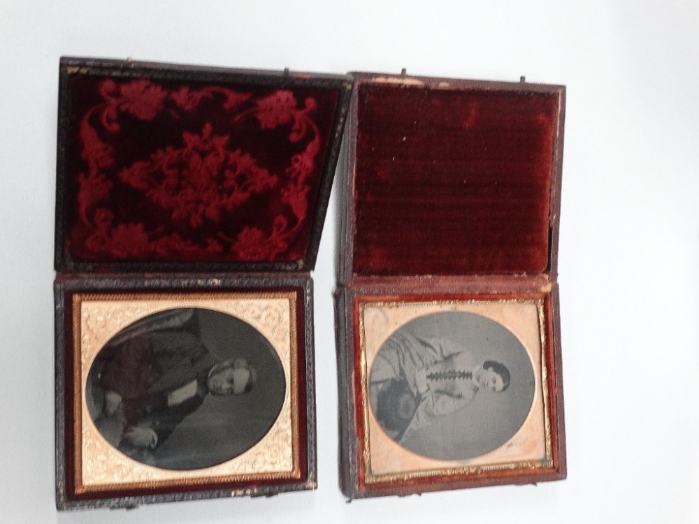 Seven sixth-plate ambrotype portraits, miscellaneous subjects and cases. (7) - Image 2 of 6