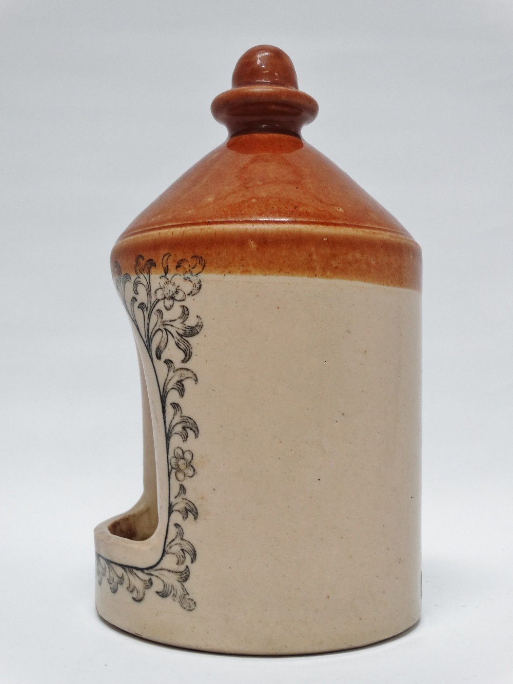 Doulton Lambeth - A two part salt glazed flagon shaped vessel, printed 'Sanitary Fountain' Rd No. - Image 3 of 6