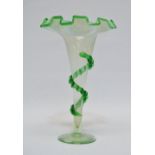 Vaseline Glass - A pedestal epergne with pinched glass trailed decoration, height 24cm, diameter