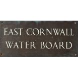 Brass house signage x 2 - two white enamel inlaid brass signs, 'EAST CORNWALL WATER BOARD' and