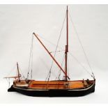 Ship model - A scale built Spritsail barge, height 54cm, length 60cm, width 13.5cm, together with