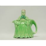 Novelty teapot - A 1938 green and polychrome coloured and glazed teapot called 'Little Old Lady',