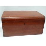 19th century mahogany box - With semi domed lid, dovetail joints and brass hinges and catch,