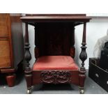 Victorian style dog bed - A mahogany two tier side table, the lower section with upholstered cushion