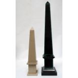 Obelisks - A circa 1900 slate and malachite obelisk, together with another contemporary example,