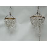 Drop bag glass light fittings - A five tier light fitting with cut glass drops, height 38cm, width