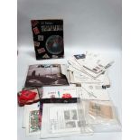 A container of stamps and First Day Covers, to include a 1969 Concorde example.