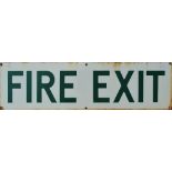 Vitreous Enamel adverting signs x 2 - 'FIRE EXIT', green on white and red on white, 15.3 x 56cm