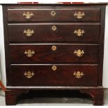 Georgian fruitwood chest of drawers - Four graduated long drawers supported on bracket feet,