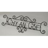 Wrought Iron Cornish House Sign - 'CHY AN GOF' (Cornish language for the blacksmith's house, the