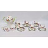 Shelley - A 'Hedgerow' pattern No.13492 coffee service, comprising a coffee pot, six cups and