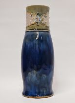 Royal Doulton - A tubular Art vase, 8079 and maker's mark for EB to base, height 20.6cm, diameter