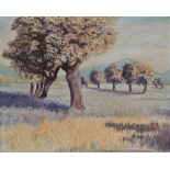JEANE DUFFEY (1927-2007) Lavender In Haute Provence Oil on canvas Signed and dated 68 Titled verso