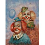 Monimal (Early to mid XX) The Clowns Oil on canvas Signed Picture size 40.5 x 30.5cm