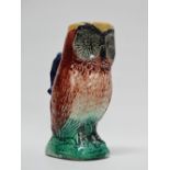 Majolica - A 19th century owl jug, height 16.5cm.