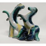 Wiener Werkstatte - A ceramic polychrome figure group of two horses in the manner of Kitty Rix,