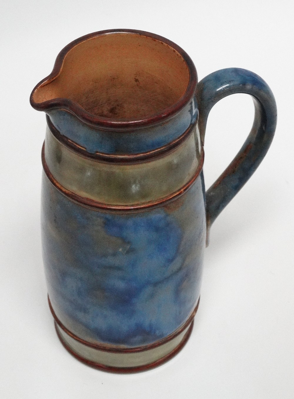 Royal Doulton - A glazed handled jug, 5??7 and maker's mark MB to base, height 17cm, diameter 6.5cm. - Image 3 of 6