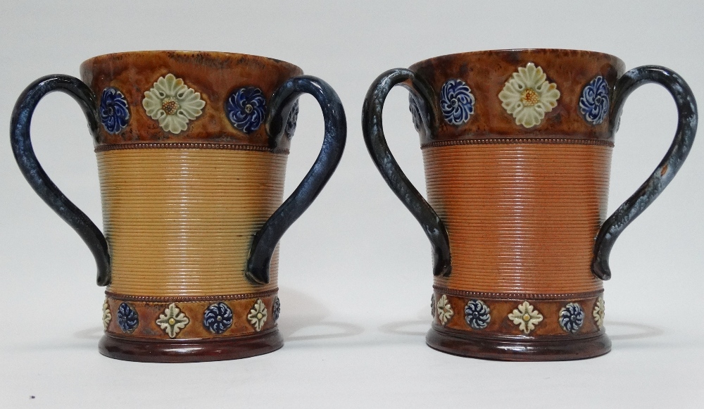 Royal Doulton - A pair of tyg vases, 5412 and maker's mark GS to base, height 16.5cm, diameter