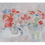 JENNY DEVEREUX (b. 1945) Flowers On A Table Watercolour Signed Framed and glazed Picture size 46 x